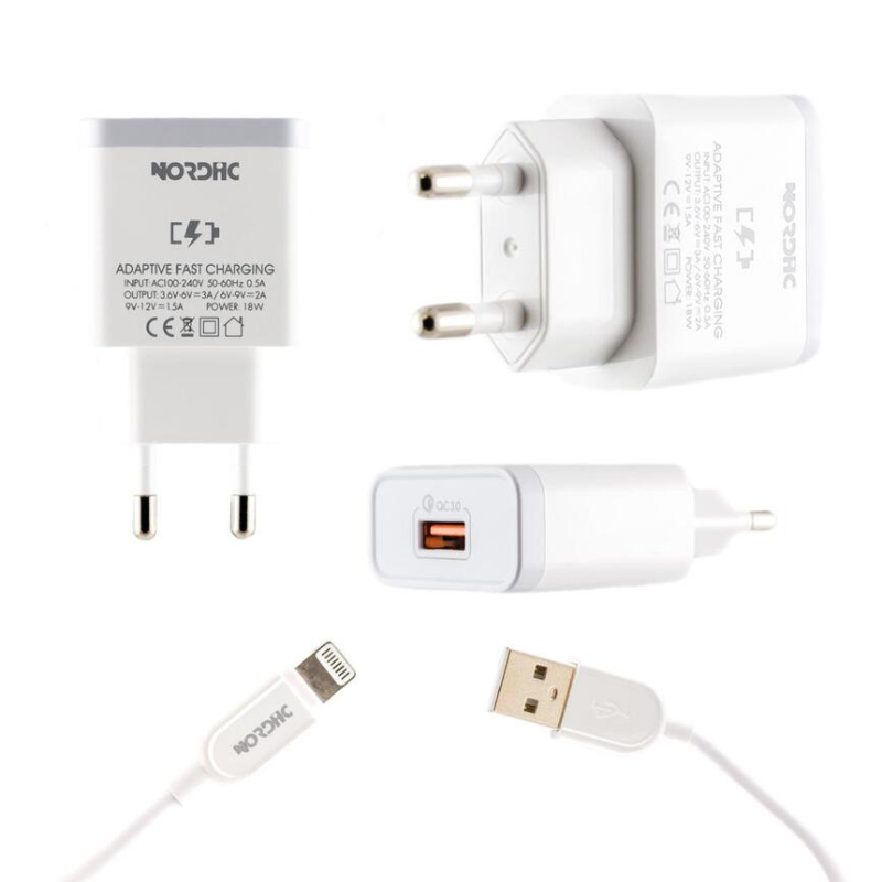 Fast charger 18W with iPhone cable 1m 3A/ QC ⋆ MASTERHAUS