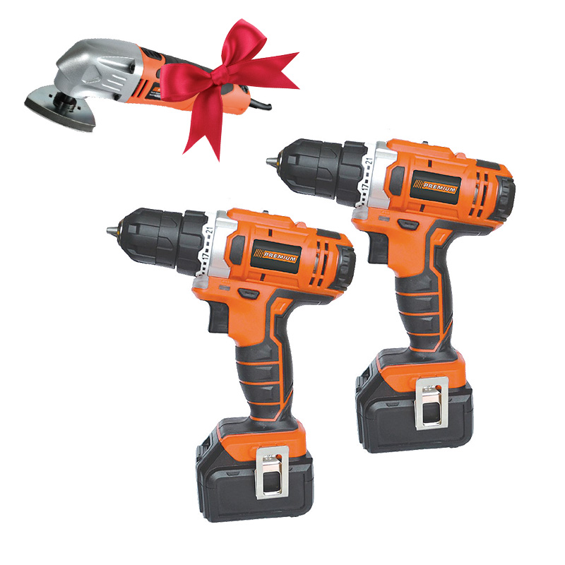 2 pieces Cordless screwdrivers 18V, 1.5Ah + gift Multisrinder ⋆ MASTERHAUS