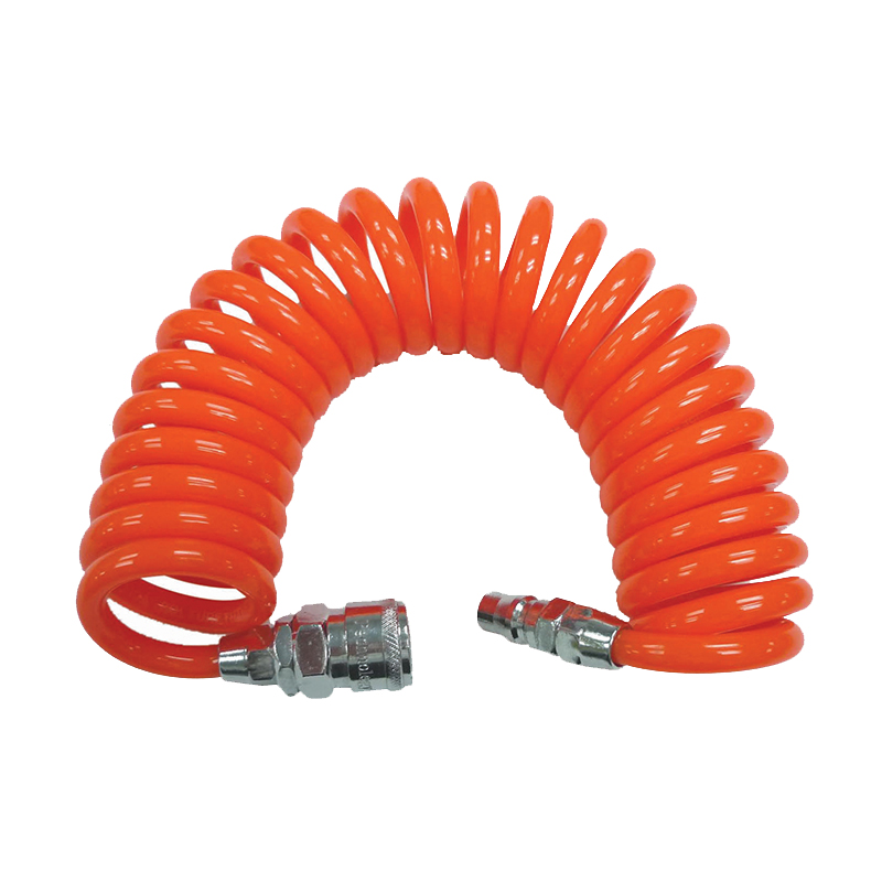 Spiral compressor hose 1/4", 5m, ф6.5 х ф9.5mm, with quick connections