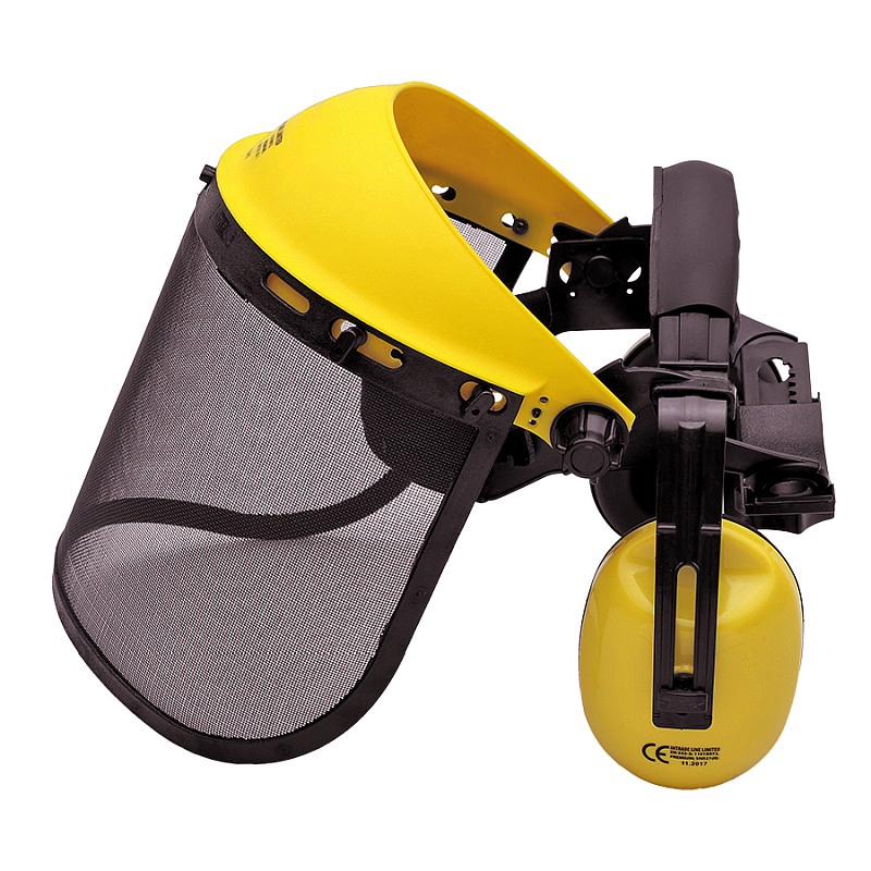 Face shield with metal mesh complete with ear muffs, professional ⋆