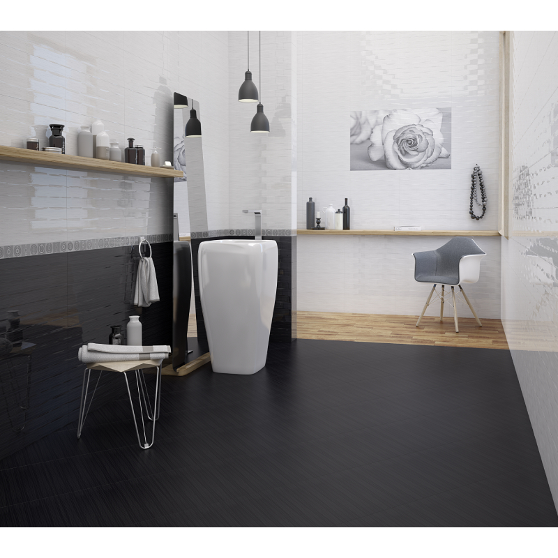 Decor tile Viola Rose 60/100 cm, set of 6 tiles 20/50 cm, color black ⋆