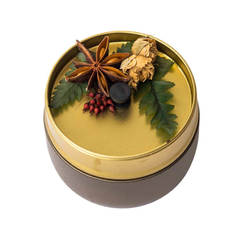 Свеча 8,5x8,5x8,5см с декорированной крышкой 12943