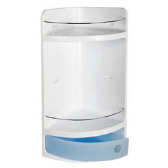 PVC ъглов шкаф за баня с чекмедже - бяло и синьо