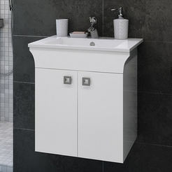 PVC Шкаф с мивка за баня 55 x 43 x 57.5см окачен, Линеа 55