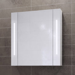 PVC Шкаф с огледало за баня 60 х 14.5 х 65см LED осветление, Лорена 60