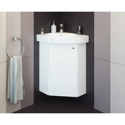 PVC Ъглов шкаф за баня с мивка, ляво отваряне 64.5 х 47 х 73см Кара 46