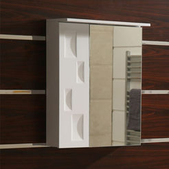 PVC Шкаф с огледало за баня и LED осветление, механизъм с плавно затваряне 70 х 13.5 х 60см Дафни