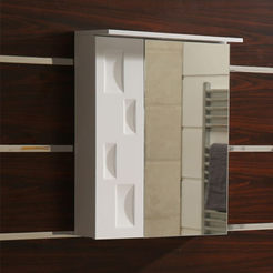 PVC Cabinet with bathroom mirror and LED lighting, mechanism with smooth closing 70 x 13.5 x 60 cm Daphne