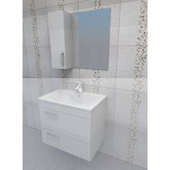 PVC Шкаф с огледало за баня 65см бял Лорена 65