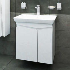 PVC Шкаф с мивка за баня 60 х 45 х 72см окачен, Виви 60