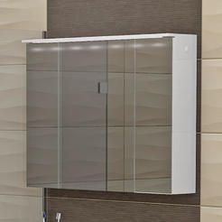 PVC Шкаф с огледало за баня LED осветление 85см Мичиган