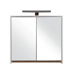 PVC Шкаф с огледало за баня с осветление 60см Нова/Рим