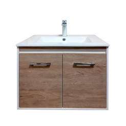 PVC Cabinet with bathroom sink, wooden doors 60 cm Rome
