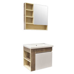 Комплект мебели за баня 65см PVC - шкаф с мивка и шкаф с огледало Seyda