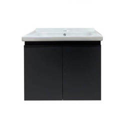 Шкаф с мивка за баня PVC 60см цвят сив
