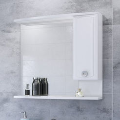MDF Шкаф с огледало за баня 83 х 19 х 75см LED осветление, Боряна 87