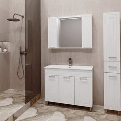 Bathroom mirror cabinet MDF with LED strip 104x15.2x75.3cm