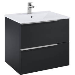 Шкаф с мивка за баня Elegant Plus Unik 60см MDF+дръжки 60см черен Линерио ROCA