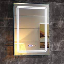 Bathroom mirror Touch Screen 50 x 70 cm, LED lighting and clock