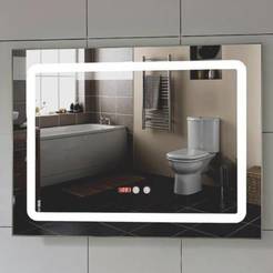 Bathroom mirror with LED lighting and antiperspirant function 90 x 70 cm touch screen