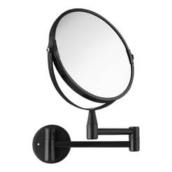 Cosmetic bathroom mirror f17cm with removable arm black matte AWD02091857 AWD