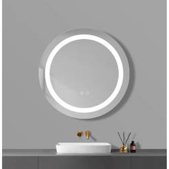 Огледало за баня с LED осветление Ф60см - функция touch screen, анти-мъгла