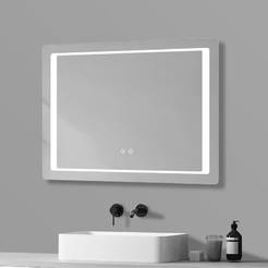 Огледало за баня с LED осветление 80х60см - функции touch screen и анти-мъгла