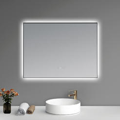 Badezimmerspiegel 80x60cm mit LED-Beleuchtung, Touchscreen/Antibeschlagbeschichtung und Rahmen