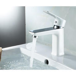 Standing washbasin faucet - white and chrome