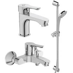 Bathroom set - sink mixer, bath / shower and tubular suspension with hand shower Alpha BD004AA