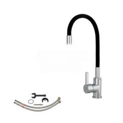 Смеситель для раковины напольный с гибким шлангом, черный 142378