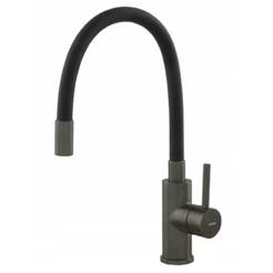 Zumba freistehende Waschtischarmatur in Gun Grey mit flexiblem schwarzem Auslauf FERRO