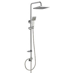 Shower system with tubular suspension, stationary shower, mobile shower and hose