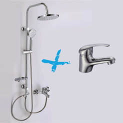 3 in 1 bathroom set - pipe suspension, bath/shower mixer and basin mixer