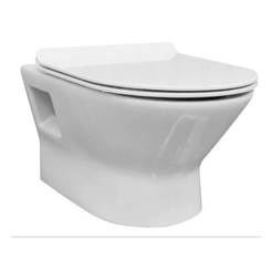 Rimless wall-mounted toilet seat and slow-fall seat