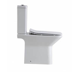 Моноблок без ободка с задним сливом и сиденьем с медленным опусканием