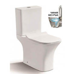 Monobloc bottom drain Rimless toilet seat with delayed fall