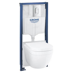 Built-in structure with toilet bowl, seat and button Solido 5in1 Rimless