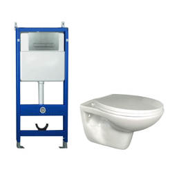 Built-in structure with toilet bowl and button 097Standard INTER CERAMIC