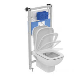 Built-in structure with toilet bowl and lid I Life Rimless with bidet R061501+R0503AA