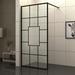 Stationary bathroom screen, black Blake 70 x 200 cm