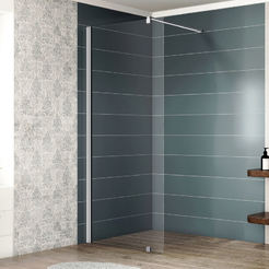 Karli feststehende Badezimmer-Trennwand 90 x 200 cm transparentes Glas