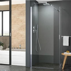 Stationary bathroom screen 100x200cm Karli transparent glass 113TR/100 NANO INTER CERAMIC