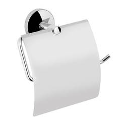 Symmetrical toilet paper holder with lid