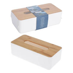 Кутия за салфетки с бамбуков капак 26х13х8см