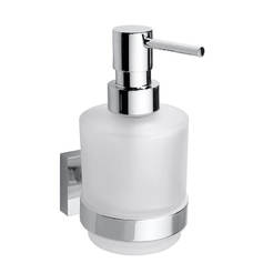 Glass dispenser for liquid soap, brass holder, Rift