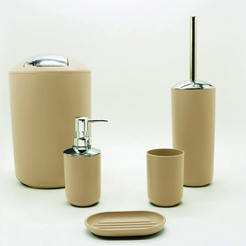 Bathroom accessories - set of 5 parts, beige color