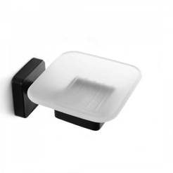 Bath soap with glass plate black matte Quattro