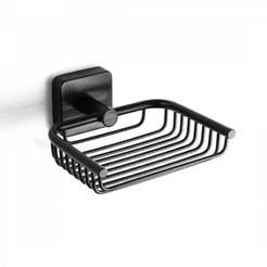 Wall-mounted bathroom soap dish with black matt Quattro mesh