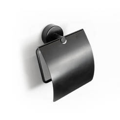 Държач за тоалетна хартия с капак Moderno, черен мат 240355
